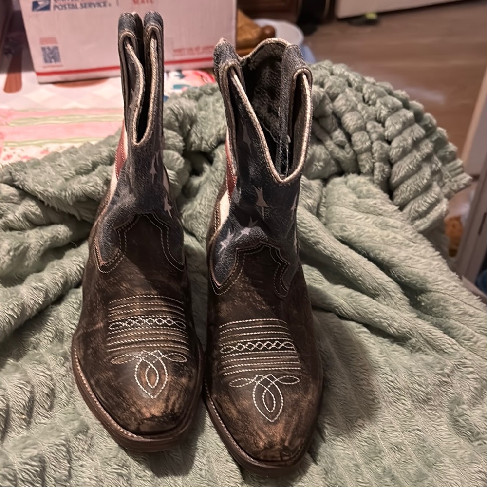 Brown Western Ropers American flag Cowboy Boots